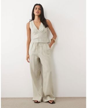 ASOS Pull On Wide Leg Trouser - Natural