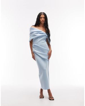 ASOS exaggerated Bardot Midi Dress - Blue