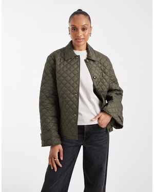 Vero Moda Veste matelassée boutonnée - kaki foncé - Gris