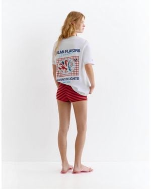 Pull&Bear Lobster Graphic T-shirt - Red
