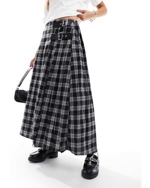 Collusion Maxi Kilt Skirt - Black