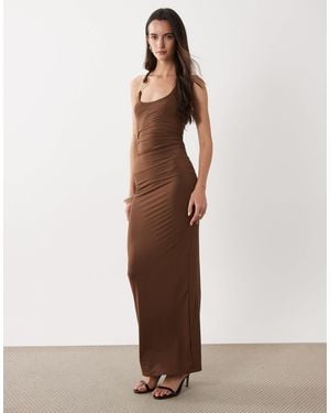 SNDY'S Metal Detail Strap Scoop Neck Maxi Dress - Brown