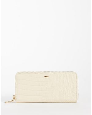 Mango Croc Effect Long Wallet - Natural