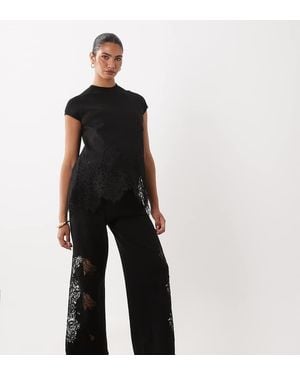 ASOS Asos Design Maternity Compact Knit Lace Trim Trouser Co-ord - Black