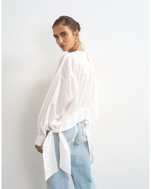 TOPSHOP Curved Hem Blouse - White
