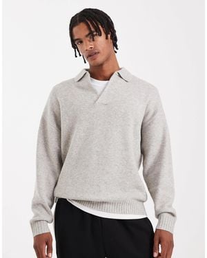 Jack & Jones Boucle Polo Sweater - Grey