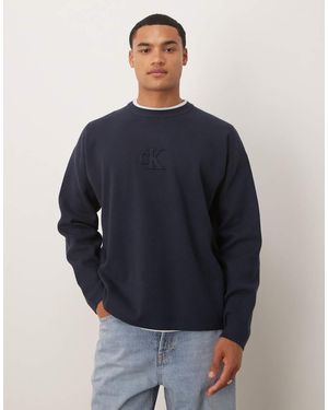 Calvin Klein Centre Embossed Logo Jumper - Blue