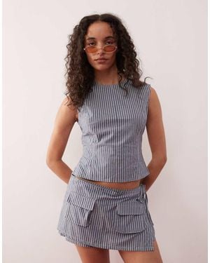 Lioness Countryside Bow Tie Back Tailored Crop Top Co-Ord - Purple