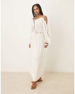 ASOS Linen Blend A-line Maxi Skirt - Natural