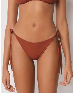 Calzedonia Premium Fit Tie-Side Brazilian Bikini Bottom - Brown