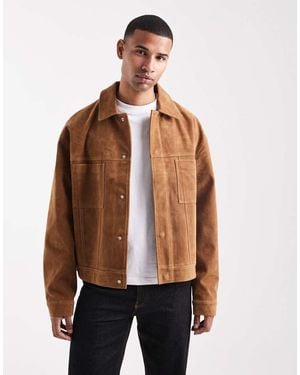 ASOS Faux Suede Harrington Jacket - Natural