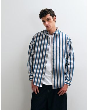 ASOS Oversized Gestreept Overhemd - Blauw