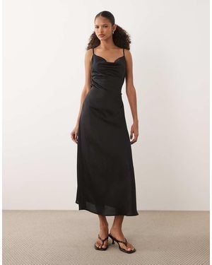 New Look Satin Cowl Neck Midi Dress - White
