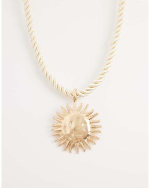 South Beach Sun Pendant Rope Necklace - Natural