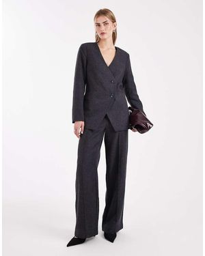 Object Seam Front Tailored Wide Leg Trouser Co-Ord - Blue