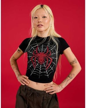 Bershka Spiderman Fitted T-shirt - Red