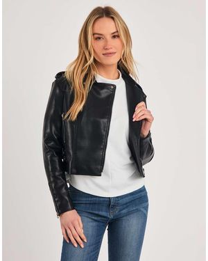 French Connection Faux Leather Biker Jacket - Blue