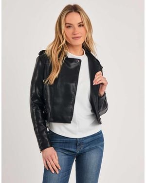 French Connection Faux Leather Biker Jacket - Blue