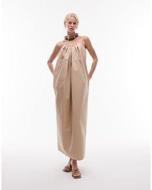 Mango Featuring Kaia Gerber Premium Cotton Halterneck Midi Dress - Natural