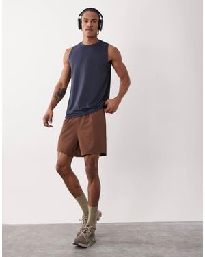 4505 13cm Running Shorts With Elastic Waist Band And Mesh Back Pocket - Blue