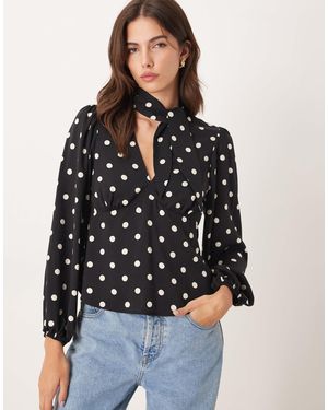 Nobody's Child Scarf Detail V-neck Blouse - Black