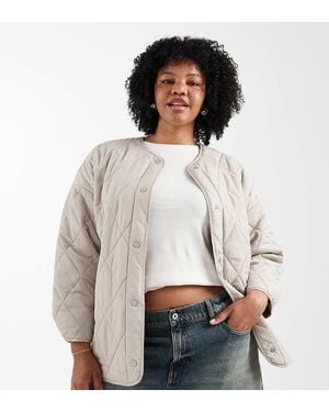 Pieces Plus Pieces Curve Quilted Lightweight Jacket - White