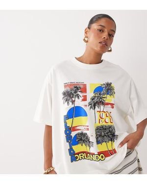 ASOS Asos Design Curve Oversized T-shirt With Vintage Florida Orlando Graphic - White