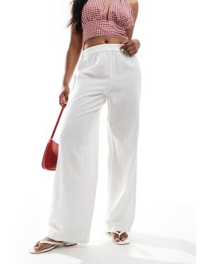 Pieces Linen Touch Wide Leg Trouser - White