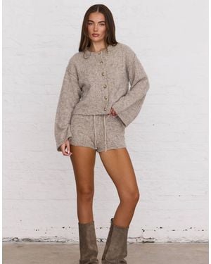 Aria Cove Ribbed Knit Tie Waist Shorts Set - Gray