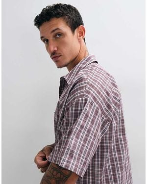 Reclaimed Vintage Camicia Boxy A Maniche Corte A Quadri Rossi - Viola