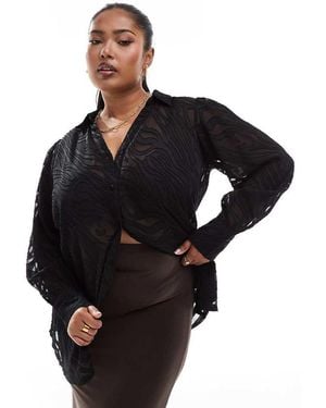 Yours Sheer Burnout Shirt - Black