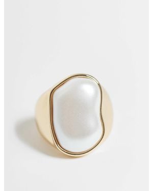 ASOS Statement Faux Freshwater Pearl Ring - Natural