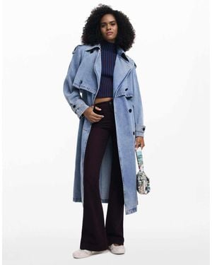 Desigual Denim-Trenchcoat Gürtel, Damen, Baumwolle, Blau