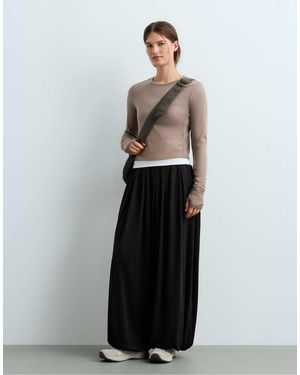 Oysho Modal Blend Balloon Trousers - Black