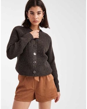 Threadbare Cardigan With Contrast Buttons - Brown