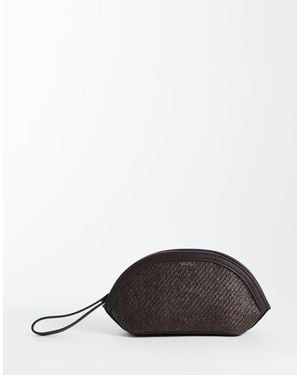 Mango Raffia Look Oval Clutch Bag - Brown