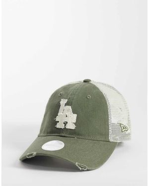 KTZ La Dodgers Womens 9twenty Distressed Trucker Cap - Green