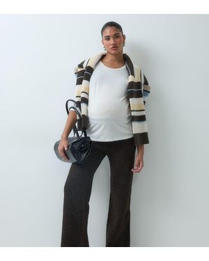 Vero Moda Gebreide Broek Met Wijde Pijpen En Strikceintuur - Zwart