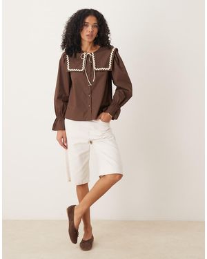 Glamorous Poplin Overhemd Met Vierkante Kraag - Naturel