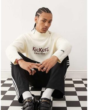Kickers Unisex Knit Mock Neck Jumper With Embroidered Logo - White