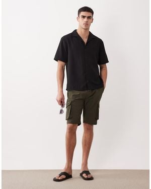 Threadbare Cargo Shorts With Drawstring Waist - Black