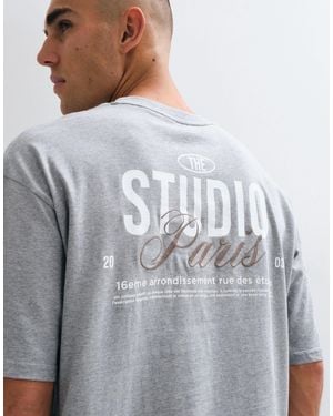 ASOS Oversize-t-shirt mit textstickerei - Grau