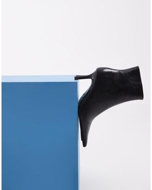 Tony Bianco Fomo Botines De Tacón Con Punta Cuadrada En Cuero Negro - Azul