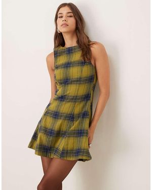 ASOS Sleeveless Mini Dress With Box Pleats - Green
