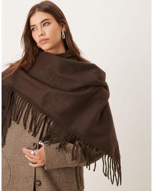 Accessorize Large Tassle Knitted Triangle Scarf - Brown
