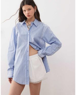 Weekday Oversized Gestreept Overhemd - Blauw