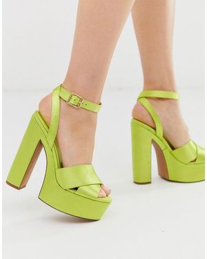 ASOS Sandalias de tacón de plataforma gruesa en verde lima Novel