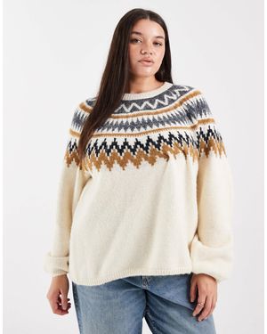 ONLY Balloon Sleeve Fair Isle Jumper - White