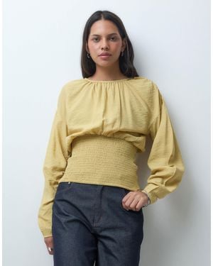 ASOS Bluse mit gesmokter taille und kokonärmeln - Natur