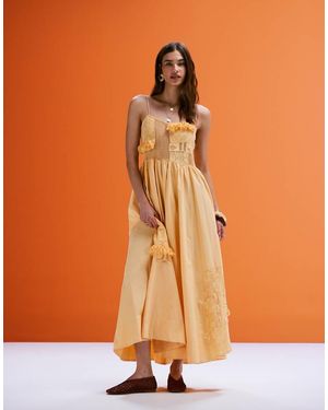 ASOS Cami Lace Patchwork Midi Dress - Orange